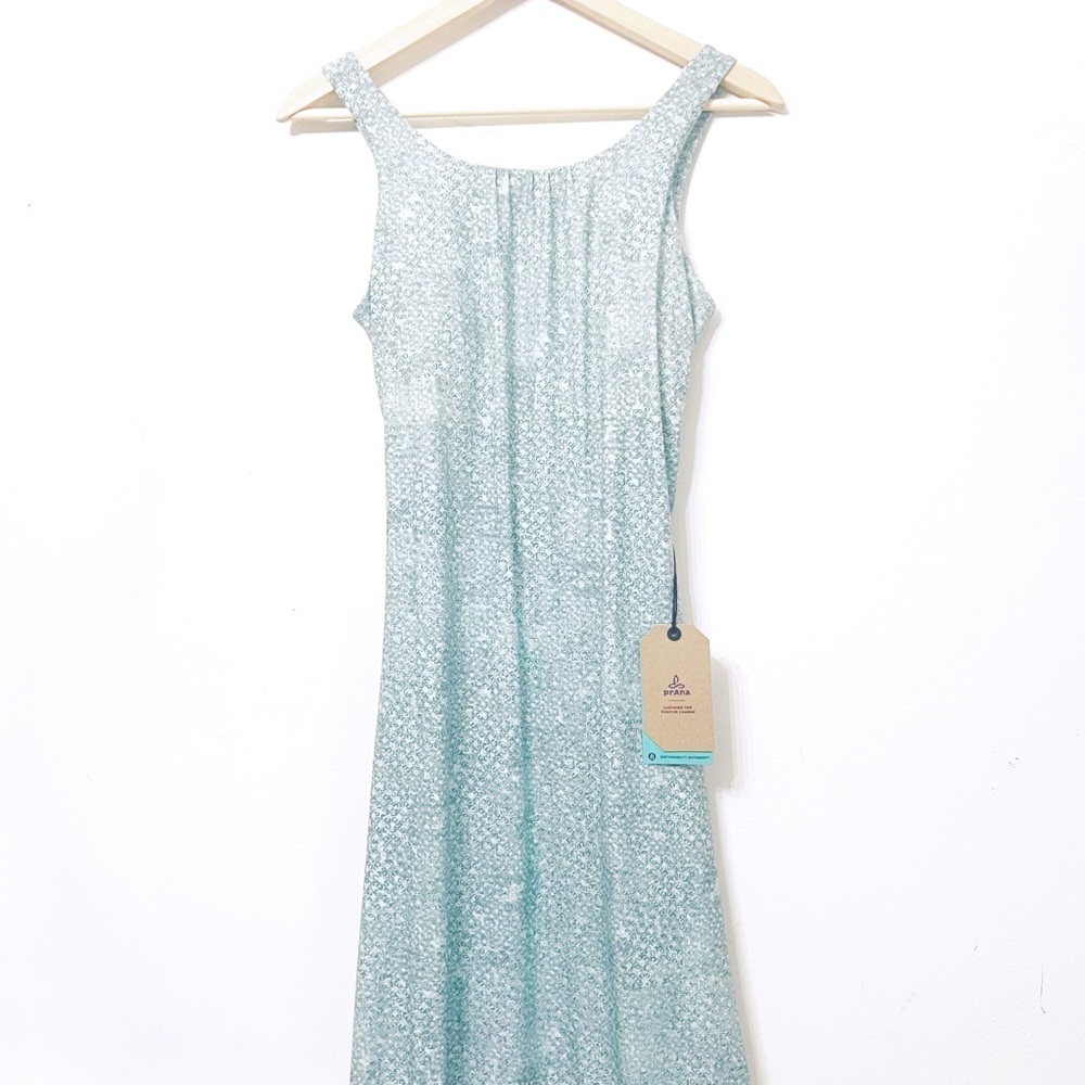 🤍PRANA Skypath Dress Sky Blue Green Halter cut out Backless Sundress - Picture 6 of 12